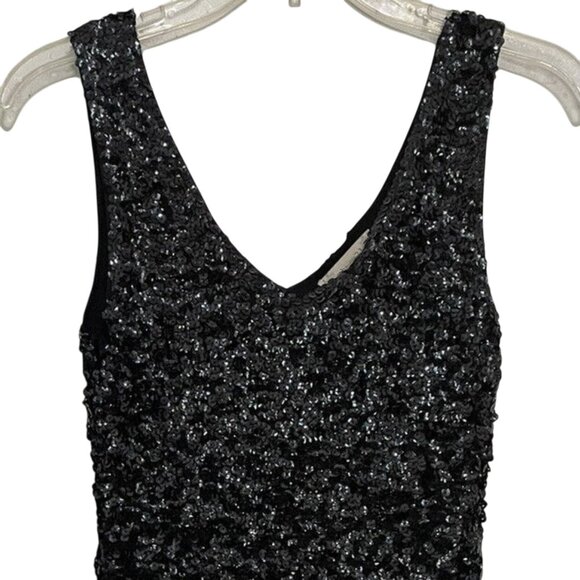 AMBER BLUE BLACK LINED‎ SEQUINED BODYCON DRESS SMALL-EUC - Picture 4 of 9